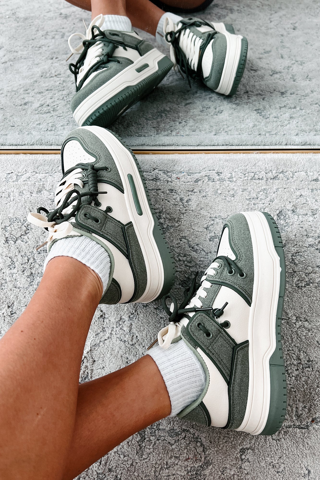 Two Way Street Platform Sneakers (Olive)