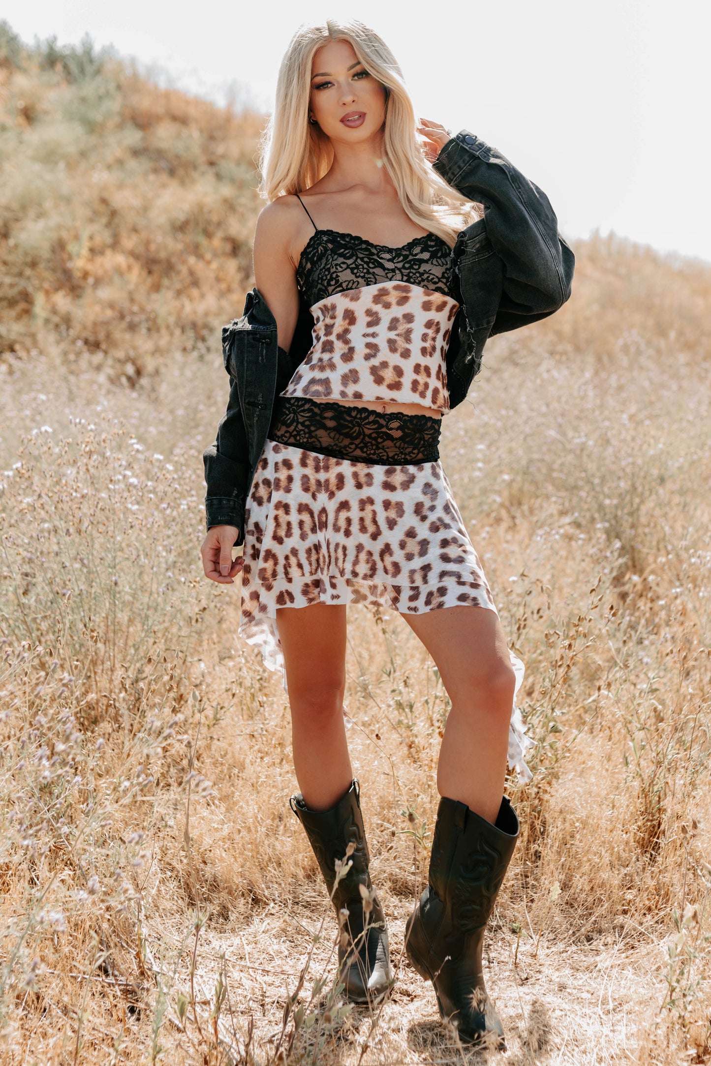 On The Wild Side Tank Top And Mini Skirt Set (Leopard)