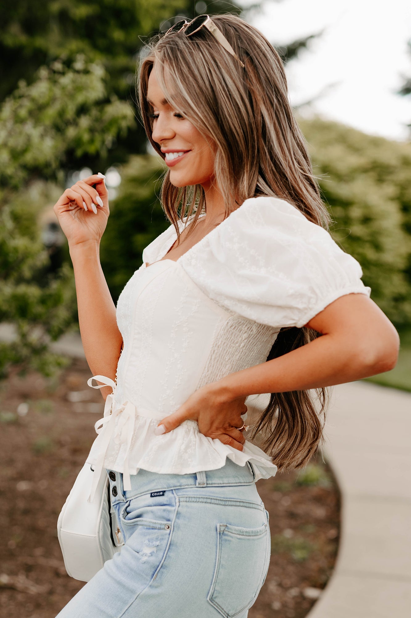 Yours For Now Floral Embroidered Crop Top (Ivory)