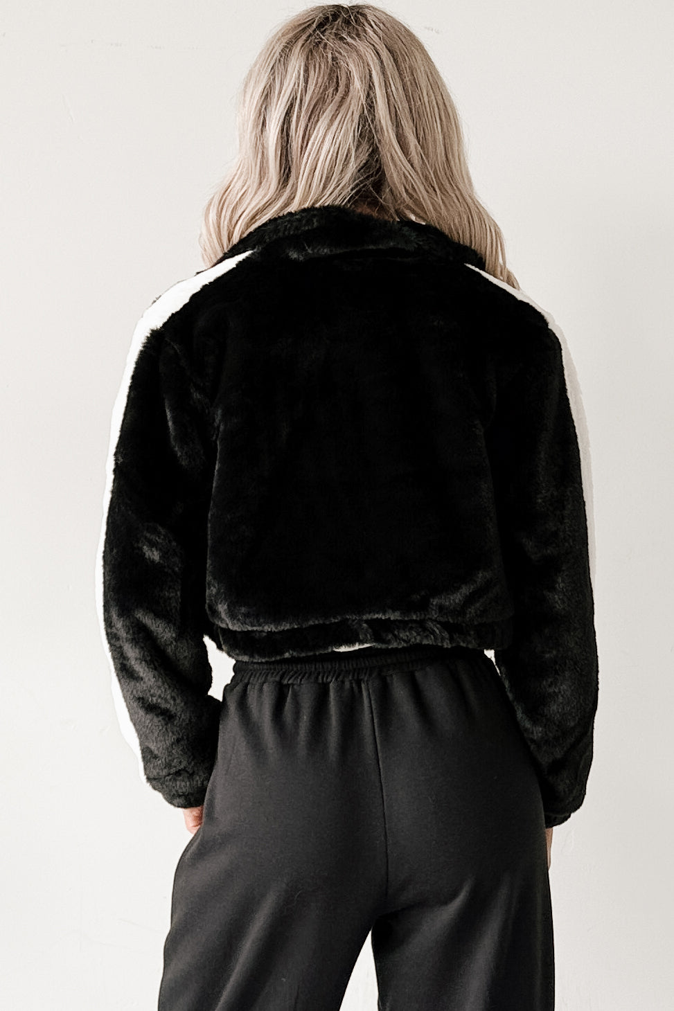 Radiance Rule Faux Fur Cropped Jacket (Black)