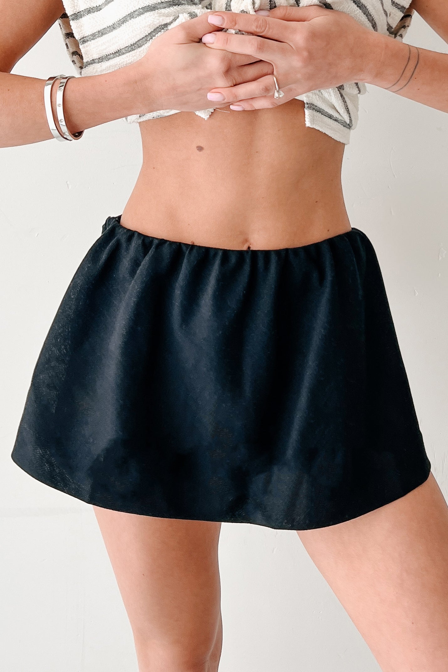 Street Style Spark Linen Mini Skirt (Black)
