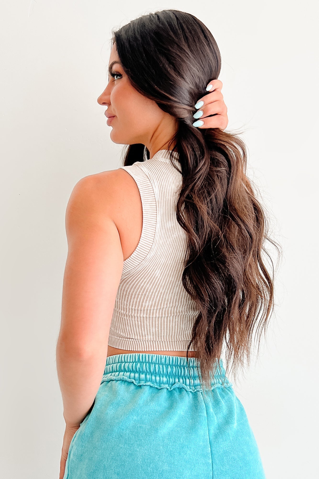 Woke Up Cute Stone Wash Padded Zenana Top (Ash Mocha)